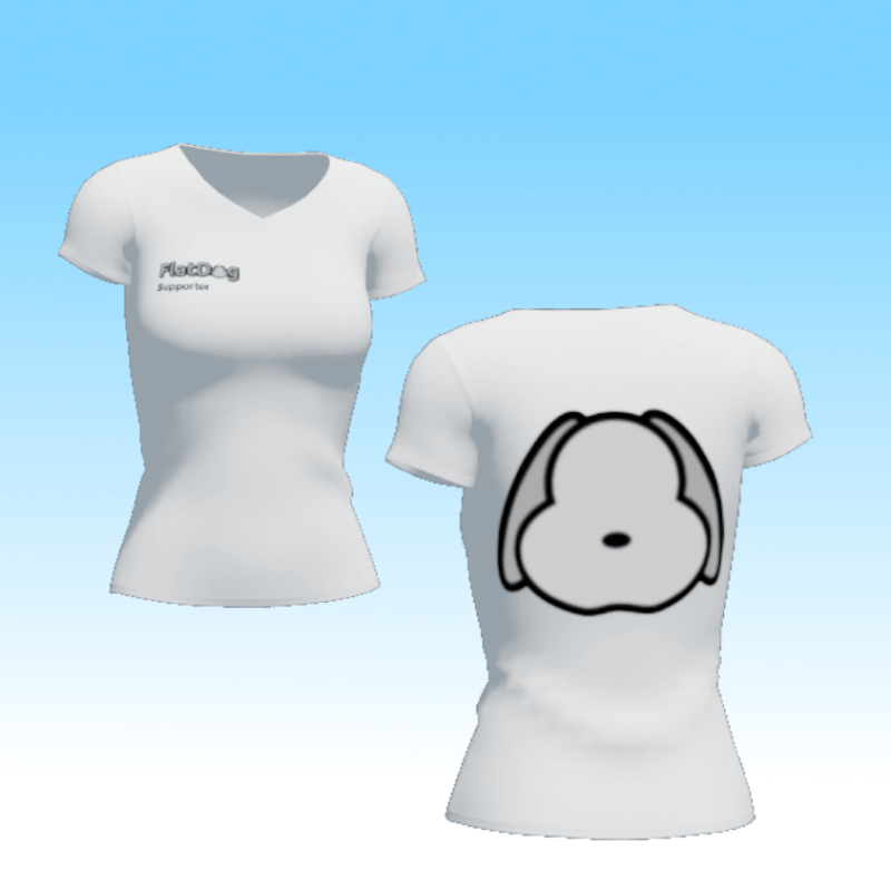 Picture of a white female-cut TShirt with printings